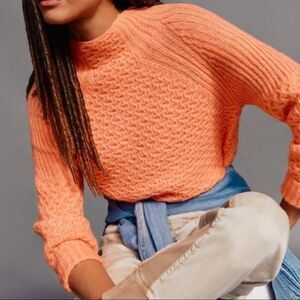 Anthropologie Orange Cowl Neck Sweater